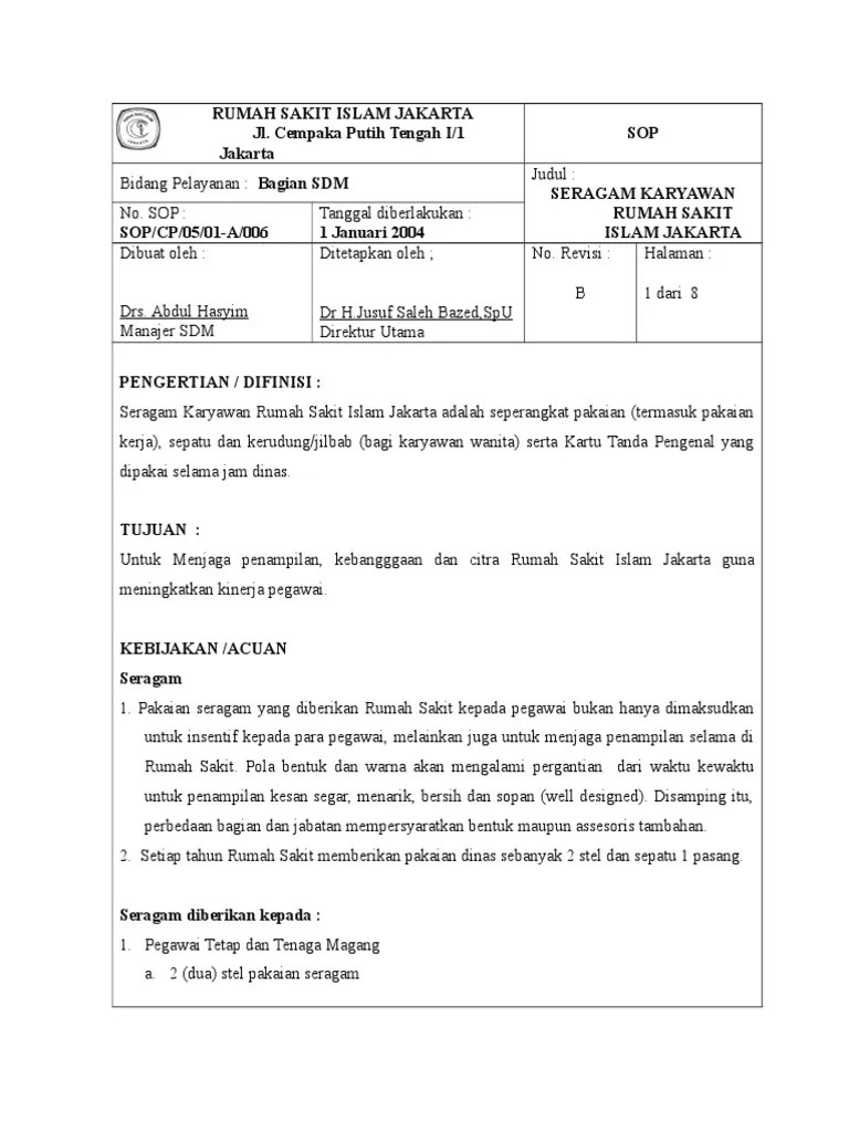 SOPSeragam Karyawan | PDF
