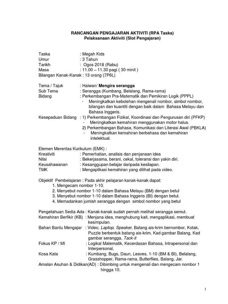 Perkembangan sahsiah sosioemosi dan kerohanian, perkembangan bahasa komunikasi dan listerasi awal,. Rpa M1 Hri 1 Pdf