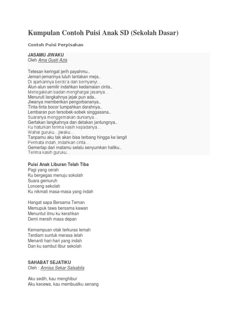 25+ kumpulan puisi guru tercinta yang menyentuh hati. Contoh Syair Anak Sekolah Cikimm Com