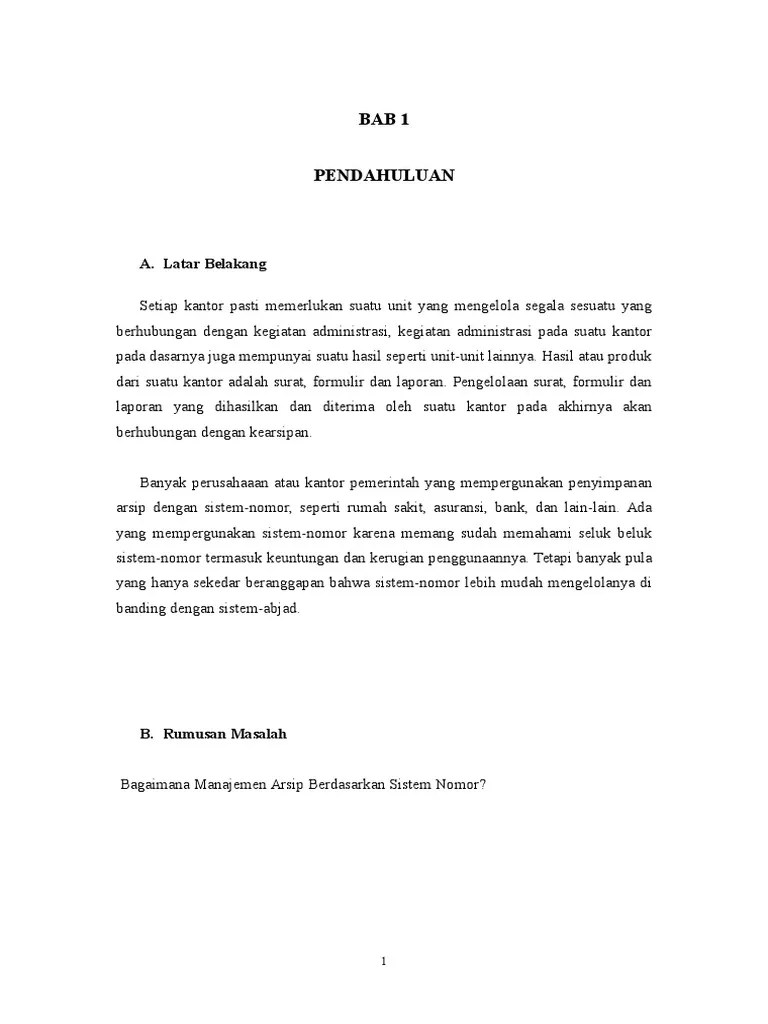 Makalah Manajemen Kearsipan Sistem Nomor PDF | PDF