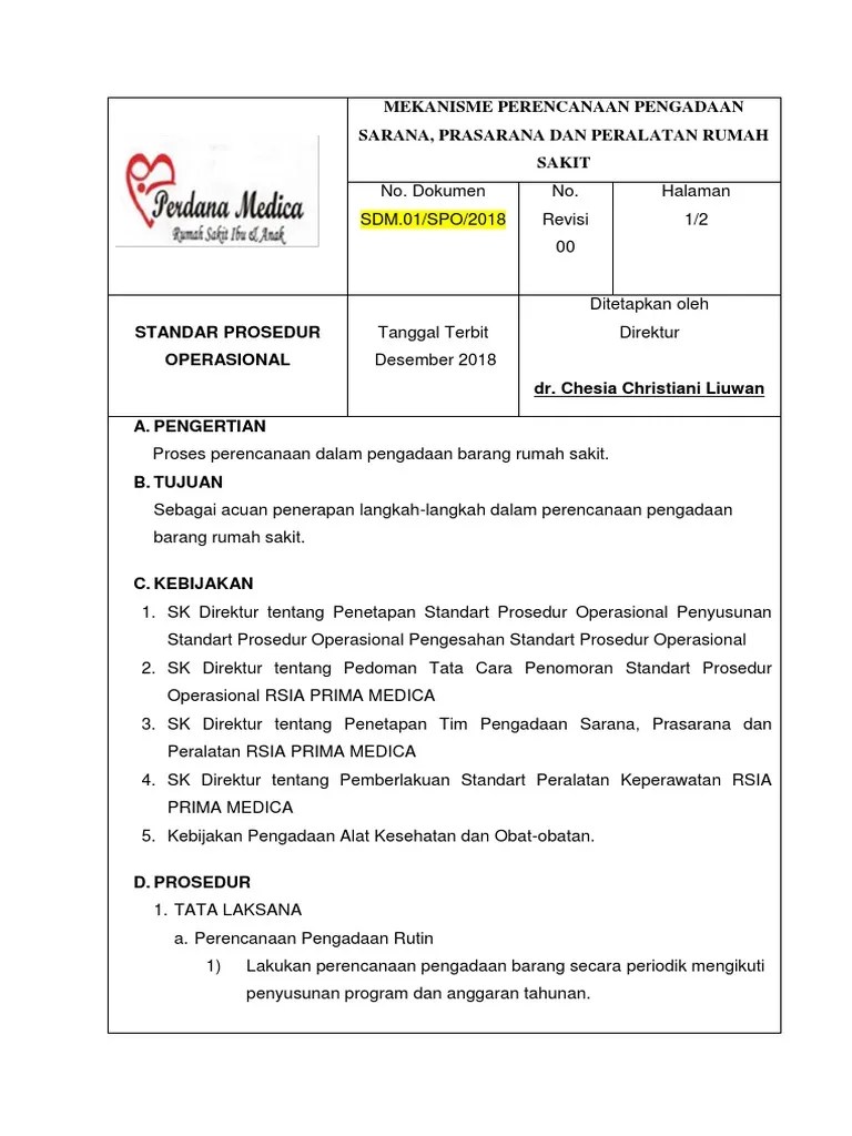 Sop Mekanisme Perencanaan Pengadaan Sarana | PDF