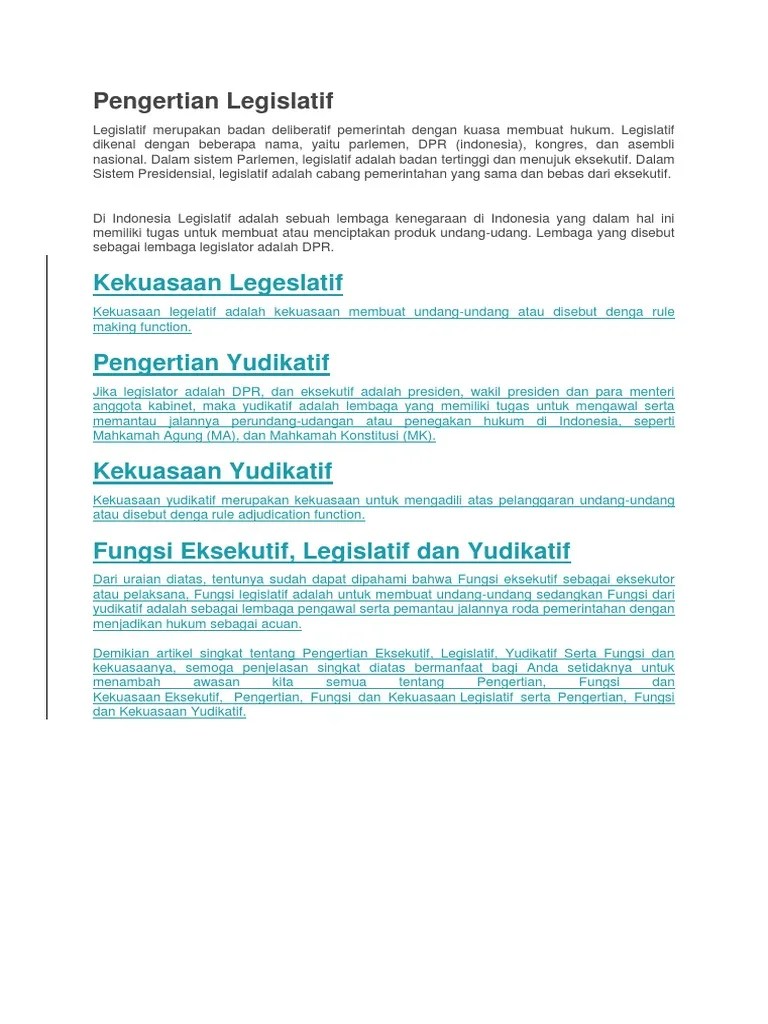 Pengertian Legislatif | PDF