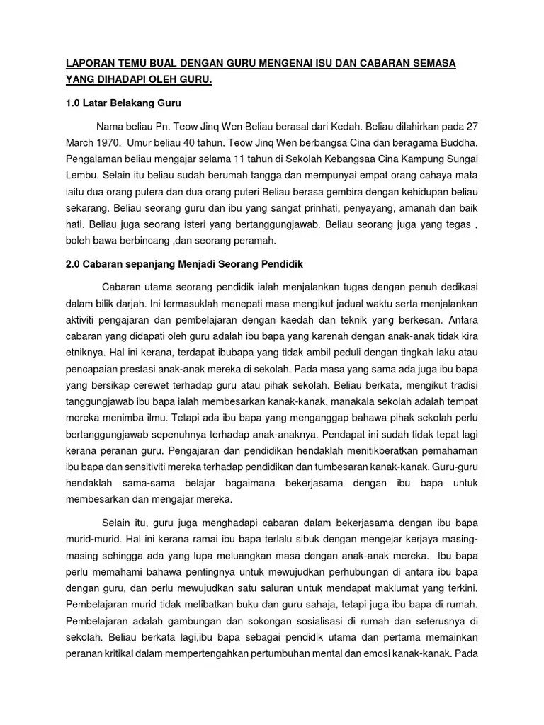 Data yang diperolehi dirakam dan dianalisis secara manual. Laporan Temu Bual Pdf