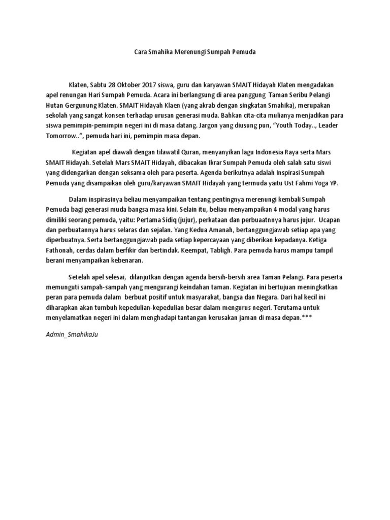 Cara Smahika Merenungi Sumpah Pemuda | PDF