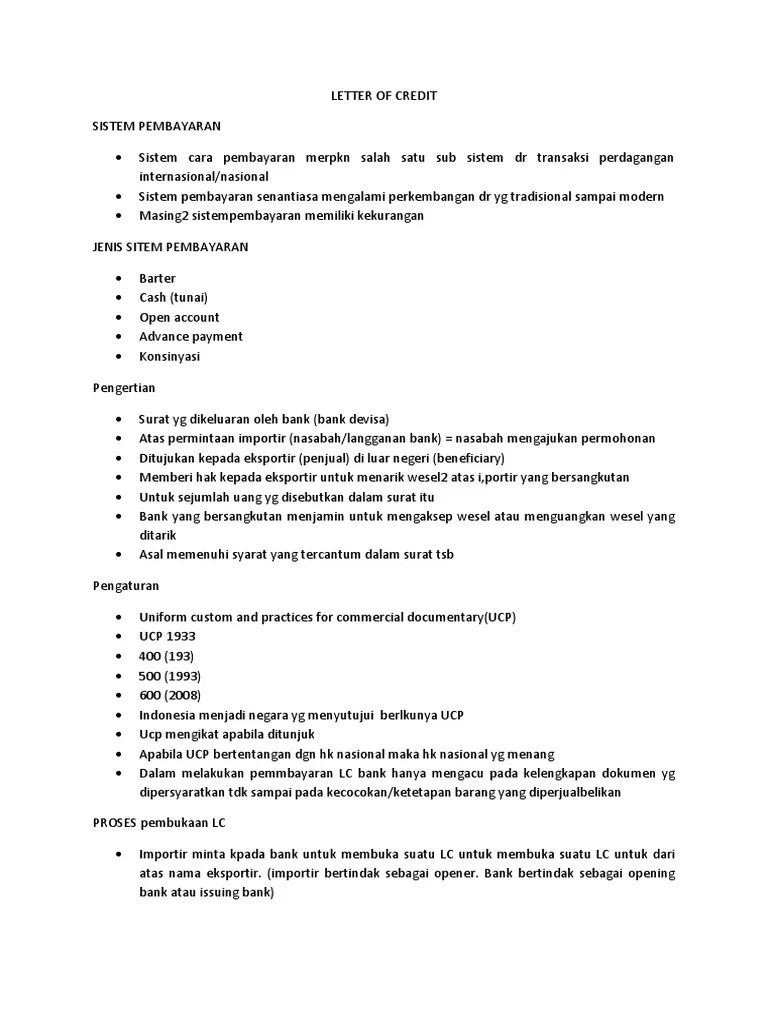 Letter of Credit Materi Kuliah | PDF