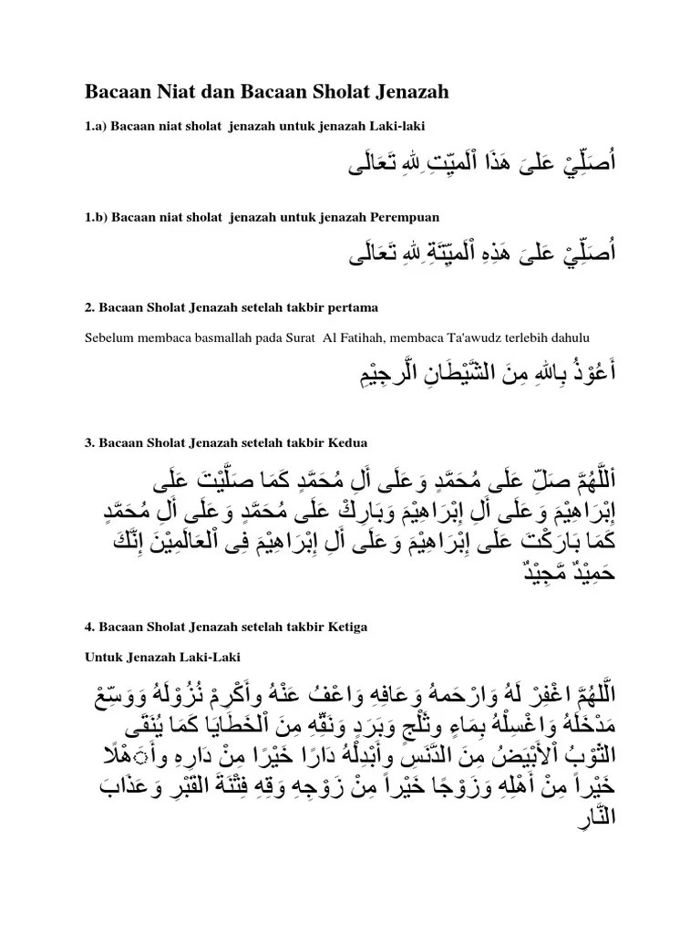 Berikut ini bacaan niat sholat jenazah lengkap dengan artinya. Bacaan Niat Dan Bacaan Sholat Jenazah Pdf