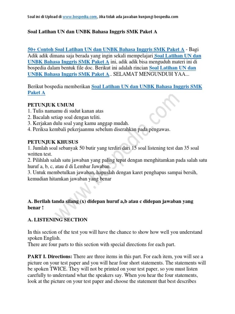 Maybe you would like to learn more about one of these? Contoh Soal Bahasa Inggris Listening Smk Contoh Soal Terbaru
