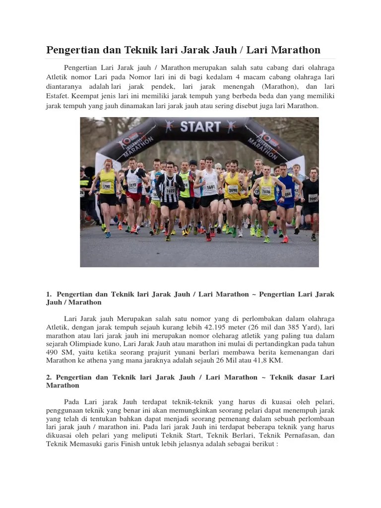 Pengertian Dan Teknik Lari Jarak Jauh | PDF