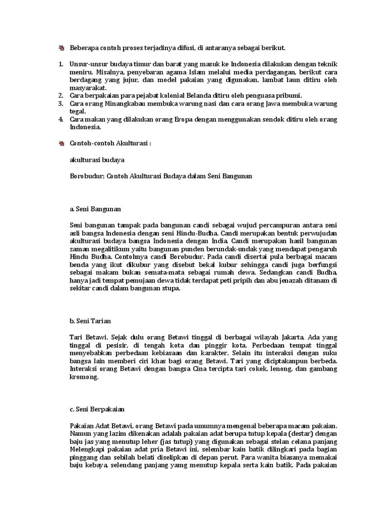 Contoh Difusi, Akulturasi, Asimilasi | PDF