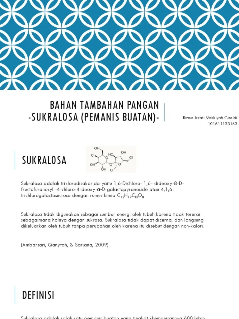 Sukralosa (Pemanis Buatan | PDF