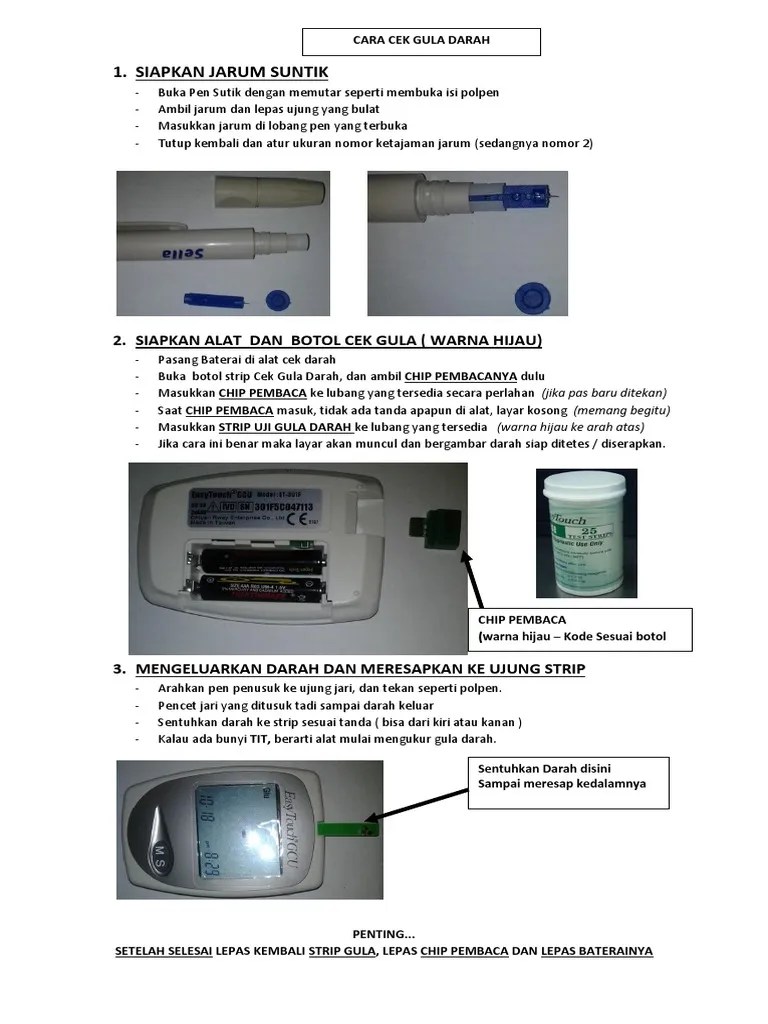 Kini, mengukur gula darah sudah bisa lewat ponsel dengan menggunakan alat dnurse yang terintegrasi eksklusif dengan aplikasi teman diabetes. Cara Cek Gula Darah Pdf