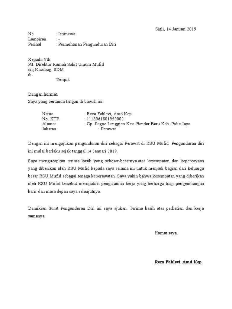 Jun 24, 2021 · keterangan tersebut baiknya diletakan di bagian kiri atas surat. Contoh Surat Pengunduran Diri Perawat Di Rumah Sakit ...