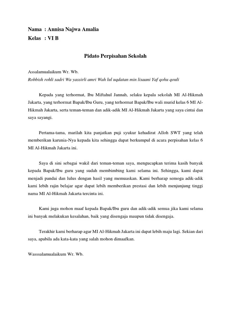 Pidato Perpisahan Kelas 6 Singkat Padat Jelas – Goreng