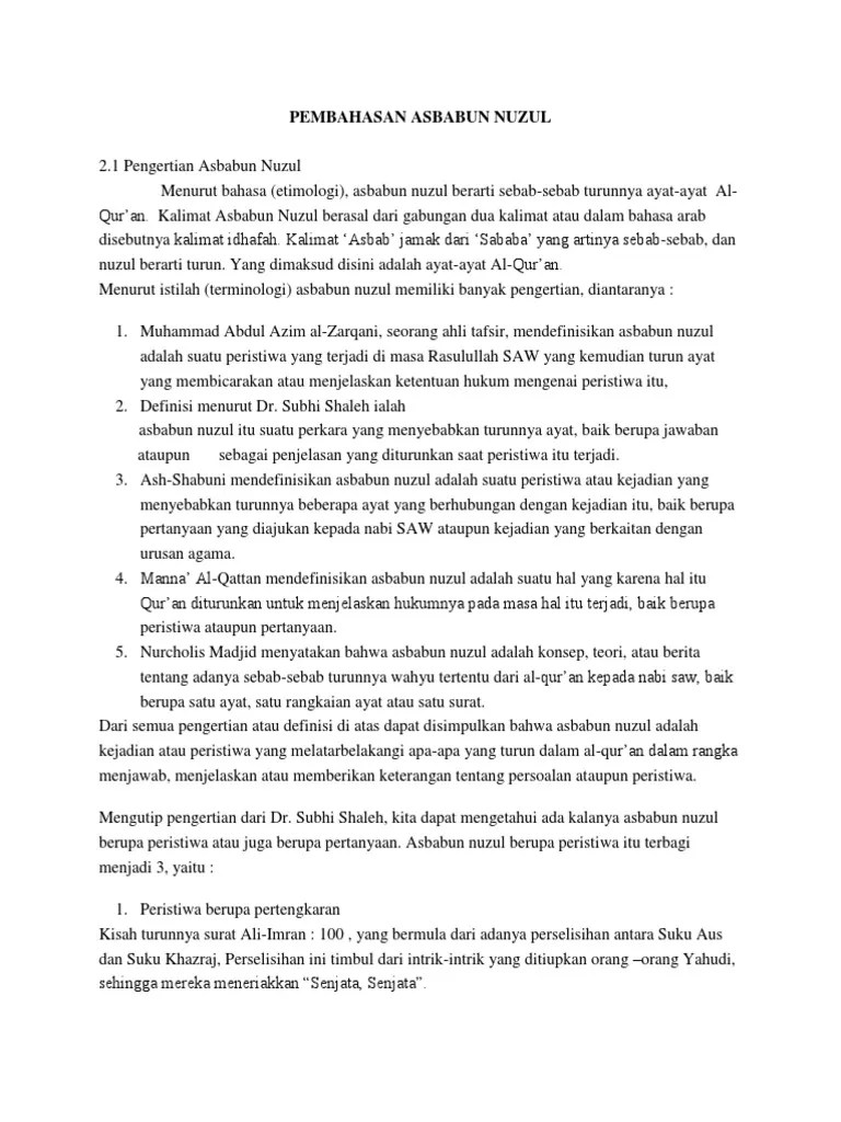 Pembahasan Asbabun Nuzul | PDF