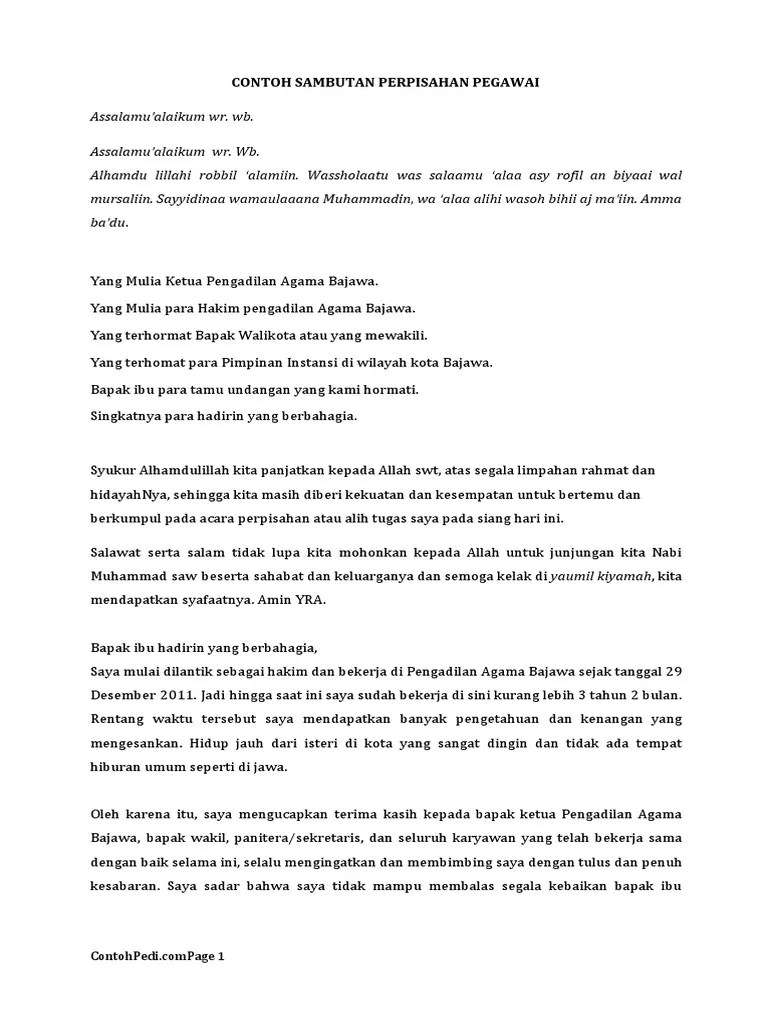 Sambutan Perpisahan Pegawai | PDF