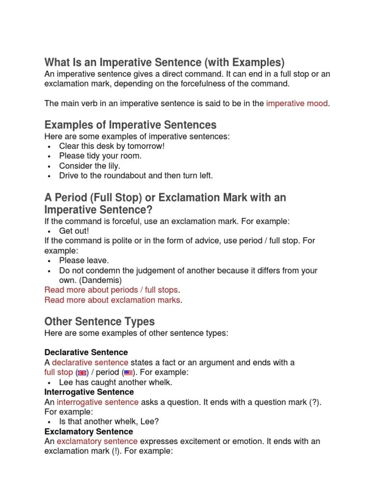 What Is An Imperative Sentence | PDF | Sentence (Linguistics) | Question
