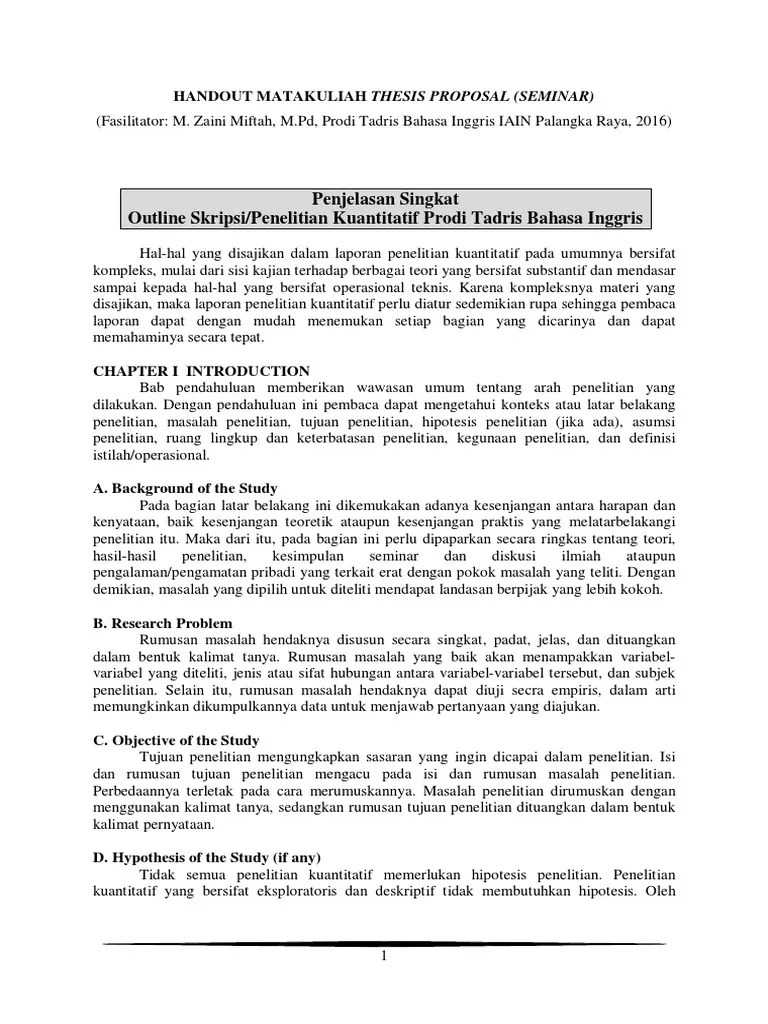 Handout For The Course of Thesis Proposal | PDF