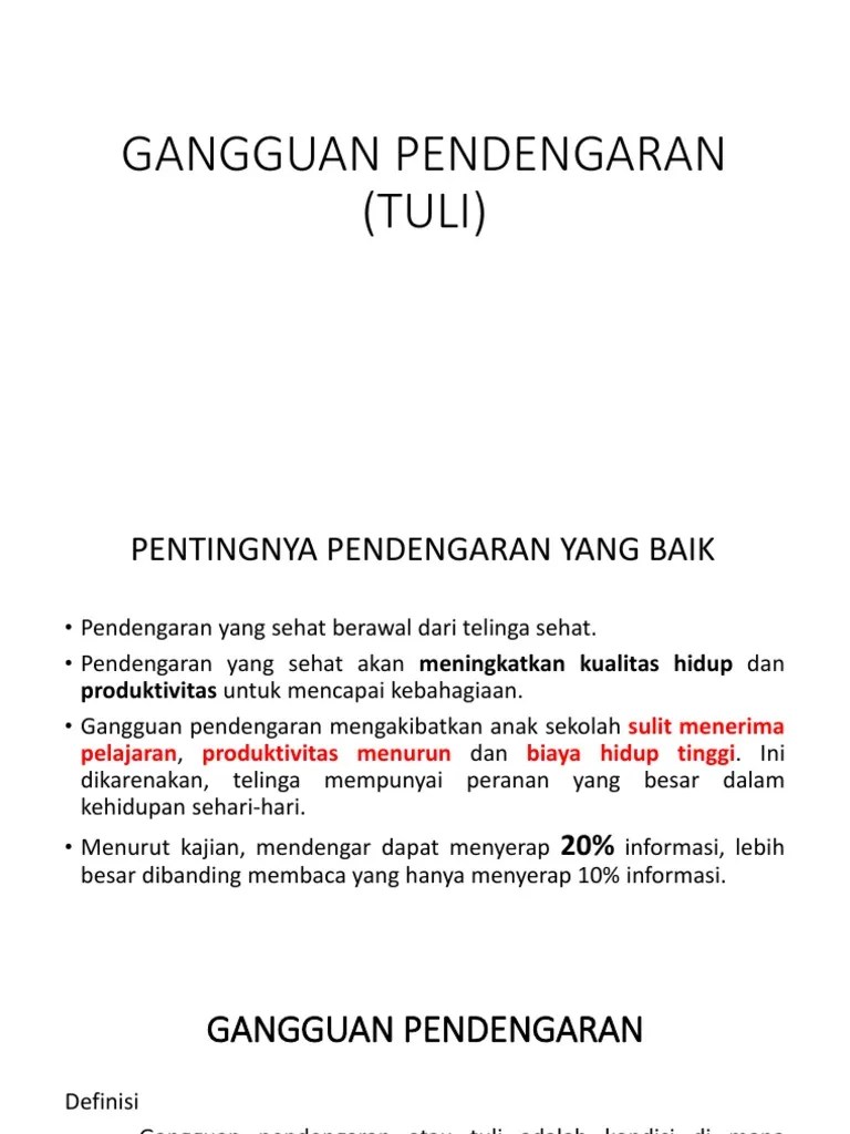 Materi Penyuluhan - Gangguan Pendengaran | PDF