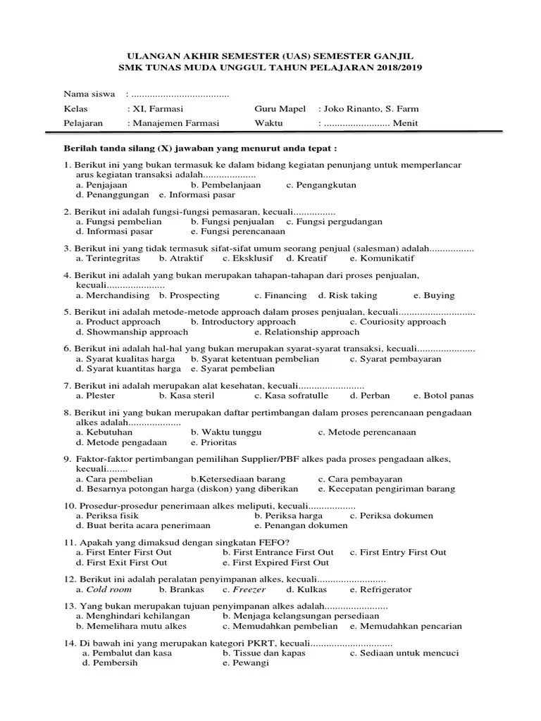 Contoh soal cpns tkb obat dan farmasi soal kimia farmasi kelas 11 ini diperuntukkan bagi adik adik yang hendak mengikuti persiapan ujian . Soal Dan Jawaban Farmakologi Kelas 11 - Kobong Ilmu