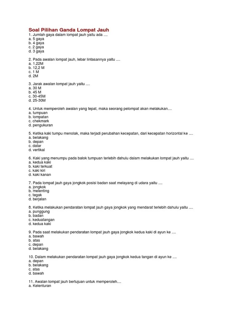 Soal Pilihan Ganda Lompat Jauh | PDF