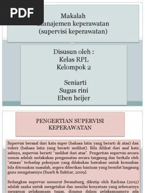 Manajemen asuhan keperawatan disampaikan oleh: Supervisi Keperawatan Pdf