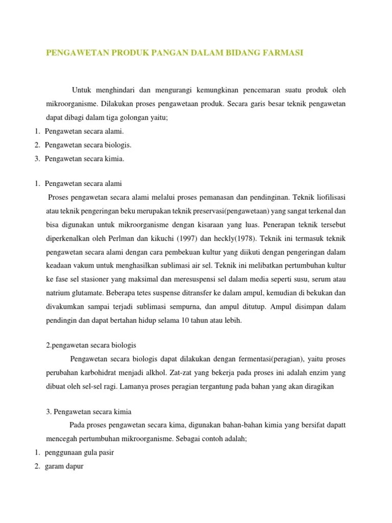 Pengawetan Produk Pangan Dalam Bidang Farmasi | PDF