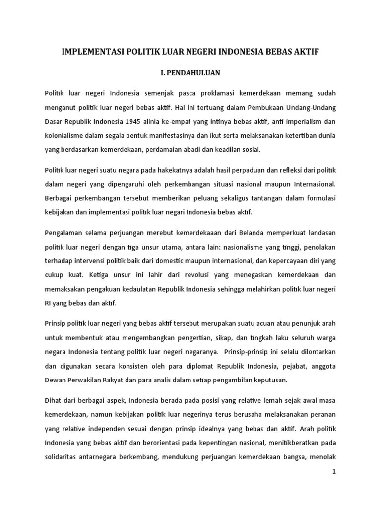 Arti Bebas Dalam Politik Luar Negeri Adalah