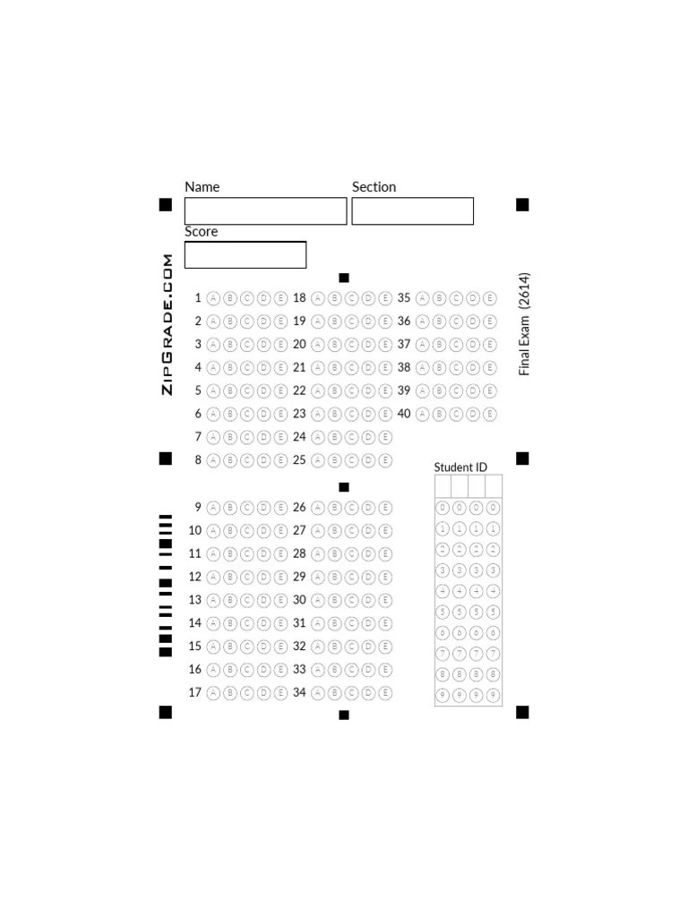 zipgrade answer sheet pdf