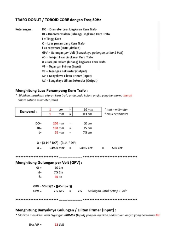 ferit yang sering dijumpai ada yang memiliki m = 1 sampai m = 15.000. Rumus Trafo
