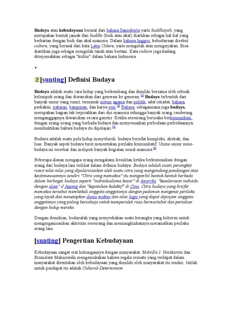 Budaya Atau Kebudayaan Berasal Dari Bahasa Sansekerta Yaitu Buddhayah | PDF