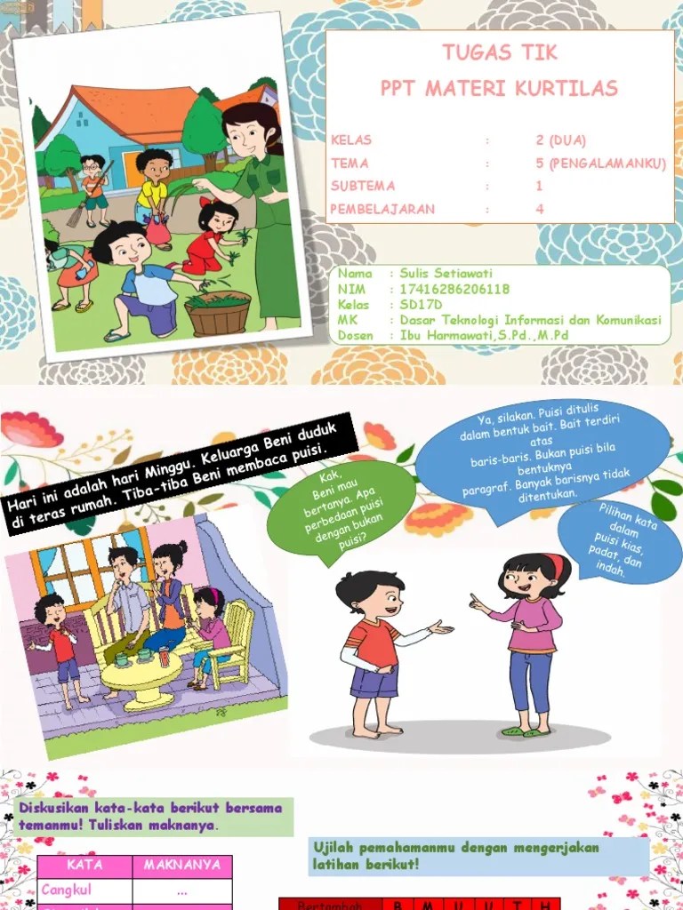 Power Point Materi Kelas 2 Tema 5 Pengalamanku | PDF