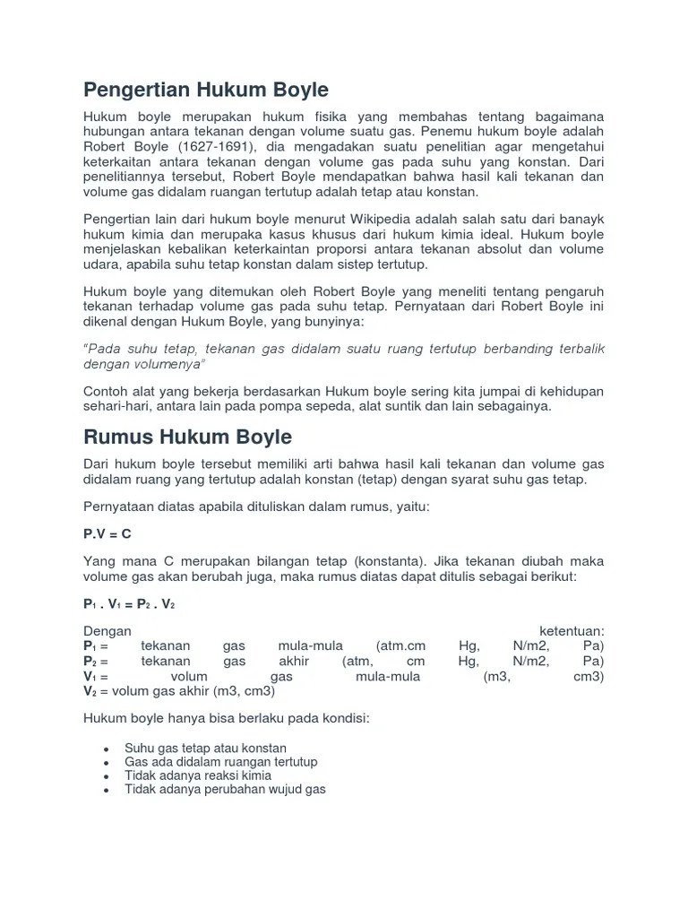 Pengertian Hukum Boyle | PDF