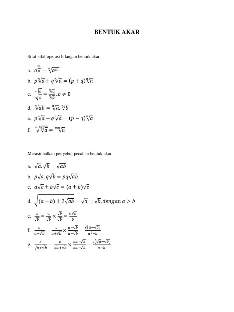 Bentuk Akar | PDF