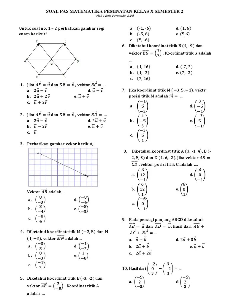 Contoh soal vektor ruang belajar siswa kelas 6. Soal Soal Tentang Proyeksi Vektor Kelas X Semester 2 Beinyu Com