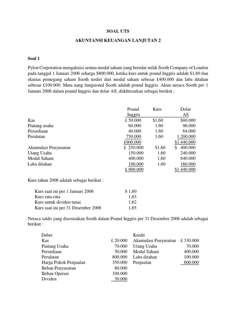 SOAL UTS AKuntansi Keuangan Lanjutan 2