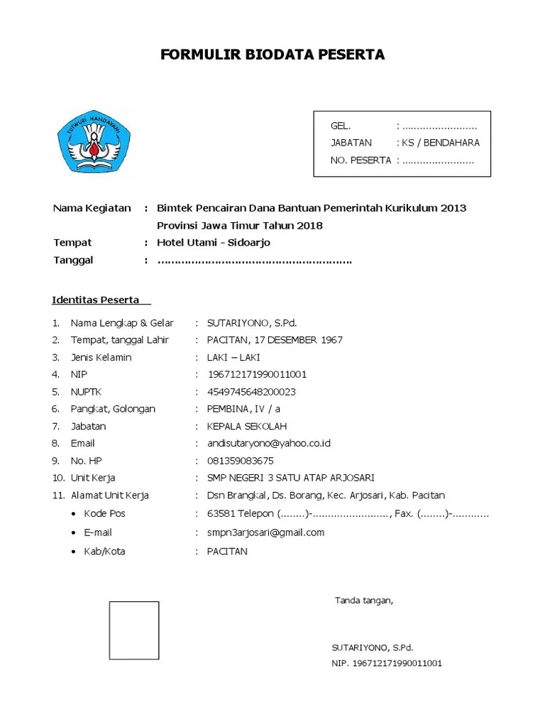 Human capital and management consultant. Biodata Peserta Pdf