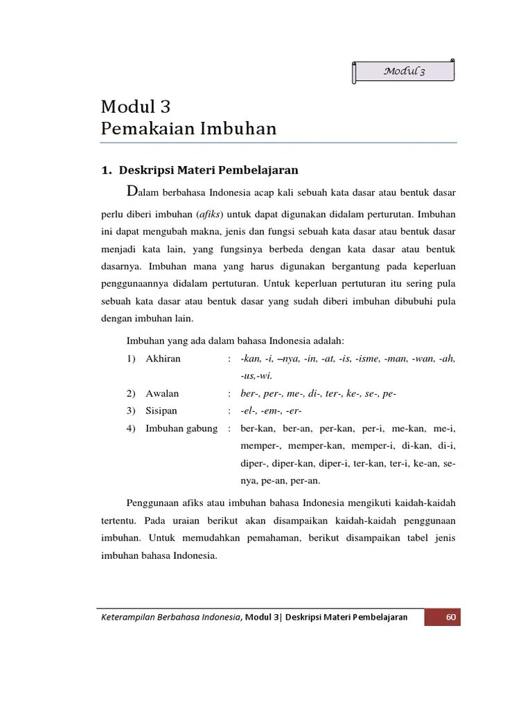 Imbuhan Di Bahasa Indonesia