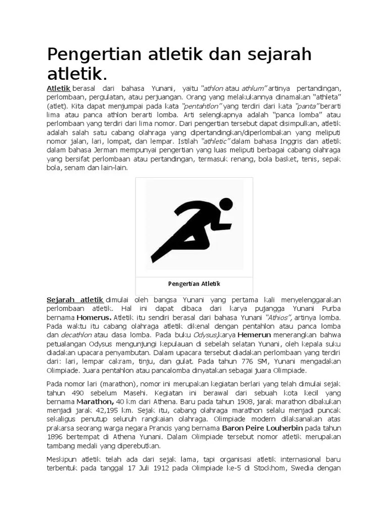 Latar belakang sejarah atletik dari internasional. Pengertian Atletik Dan Sejarah Atletik Athlon Athlum Pentahtlon Panta Pdf