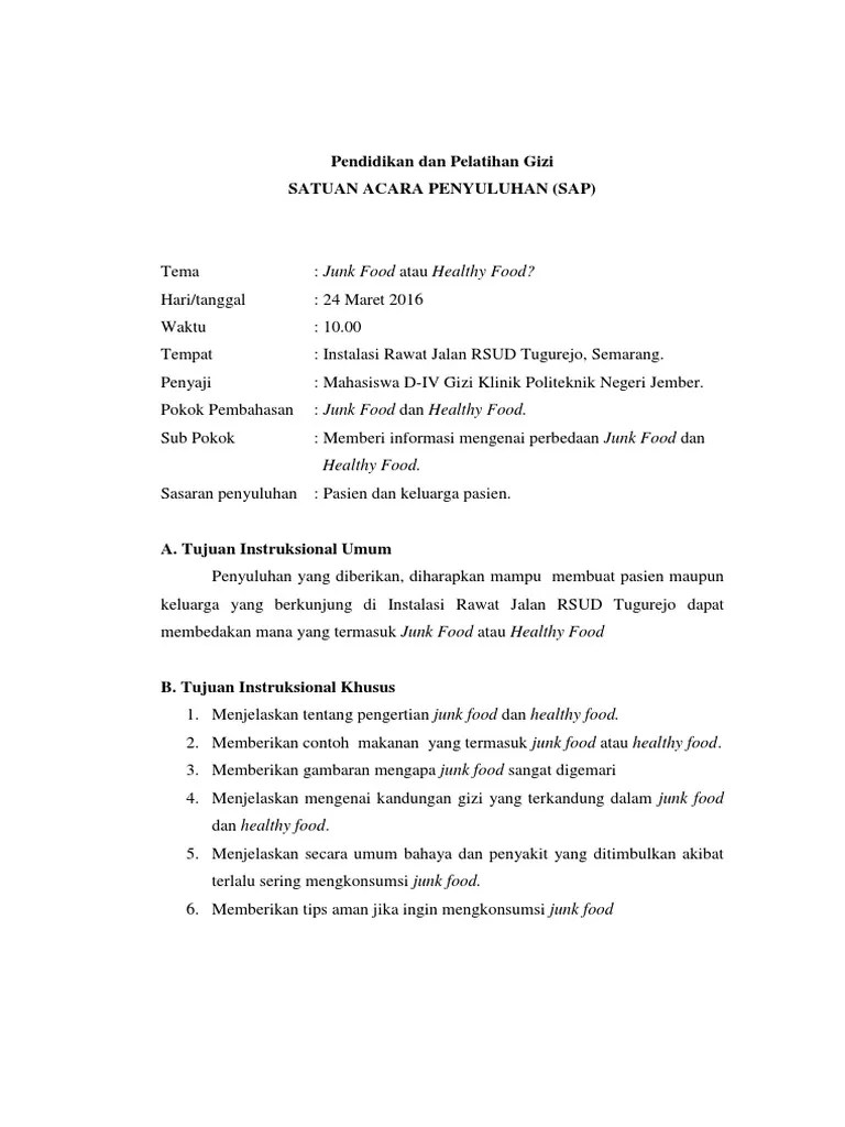 SAP Penyuluhan Rawat Jalan (Junk Food) | PDF