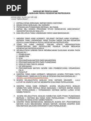 Naskah MC Penyuluhan | PDF