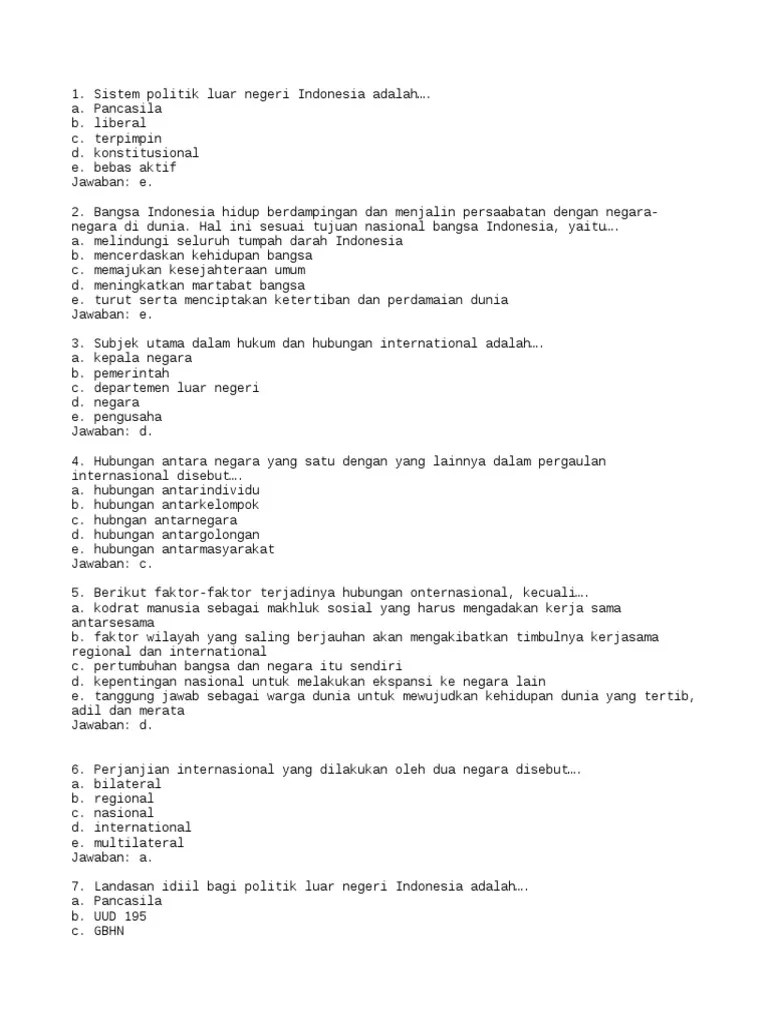 Berikut Tujuan Politik Luar Negeri Indonesia Yang Bebas Aktif Kecuali