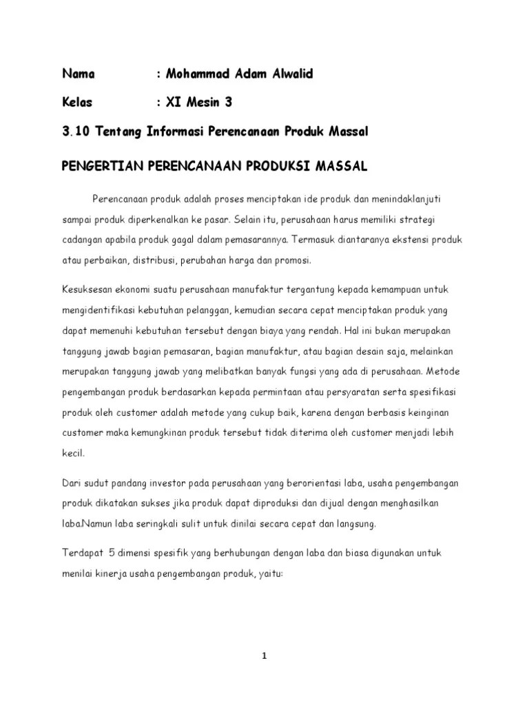 3.10 Perencanaan Produk Massal | PDF