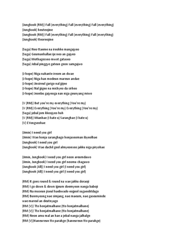 Single jepang keempat bts, for you, dirilis di juni tahun itu untuk merayakan debut jepang satu tahun mereka. Lirik Lagu I Need You Bts Guru