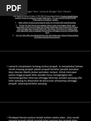 Perbandingan Teori Lamarck Dengan Teori Darwin