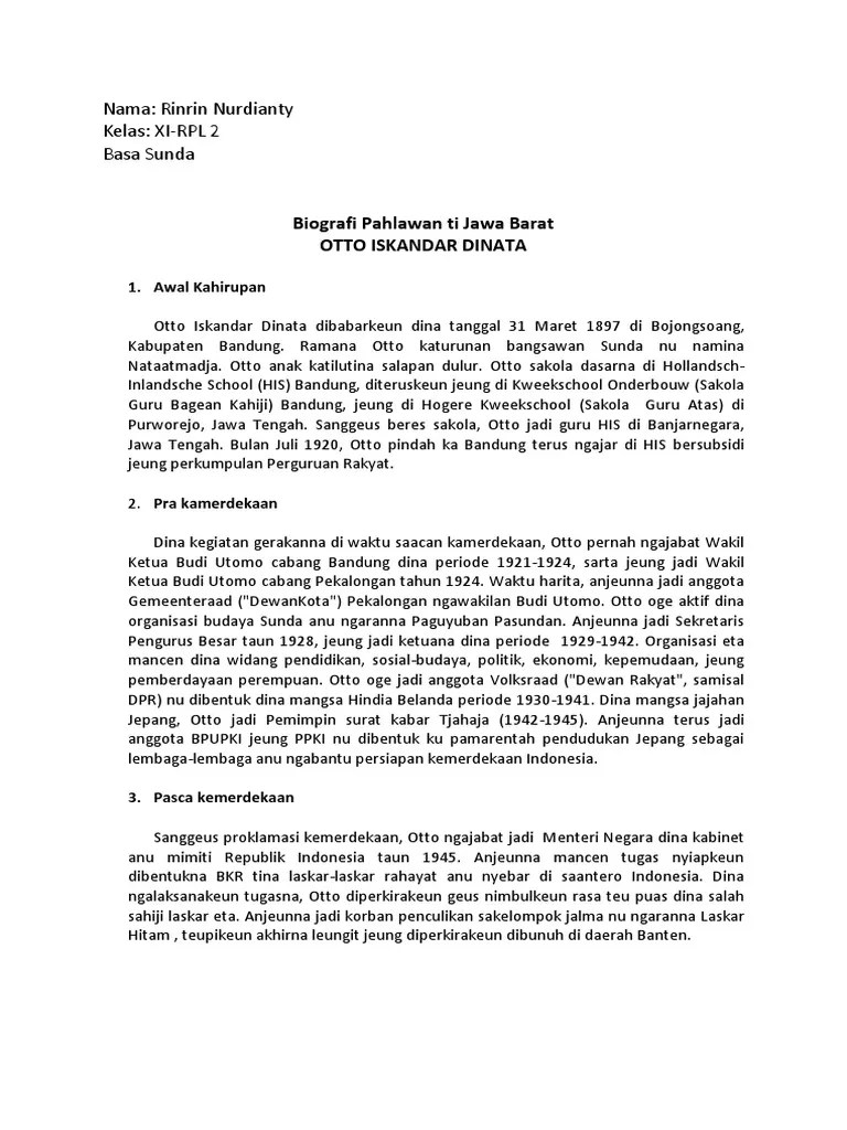 Contoh Biografi Tokoh Pahlawan Bahasa Sunda