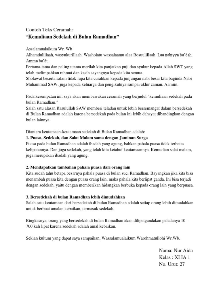 Contoh Pidato Tentang Keistimewaan Bulan Ramadhan - Kumpulan Contoh Terbaru