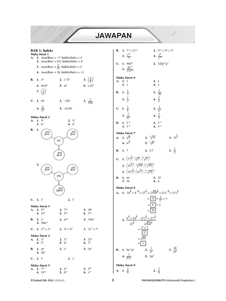 Soalan Matematik Tingkatan 3 Bab 1