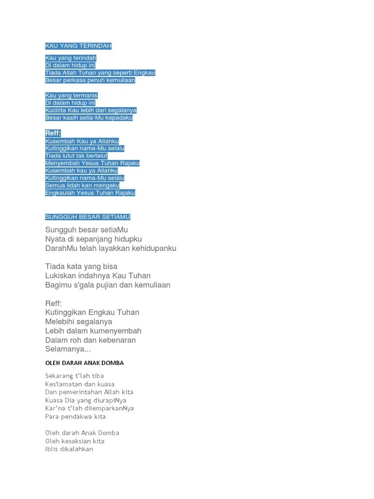 Darah yesus, darah yesus menghancurkan s'mua kutuk. Lirik Lagu Rohani Pdf