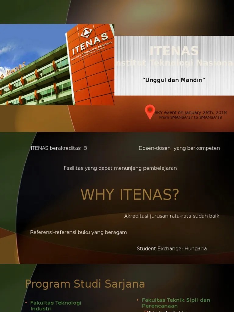 Institut teknologi nasional (sering disingkat itenas) adalah nama sebuah perguruan tinggi swasta. Itenas Institut Teknologi Nasional