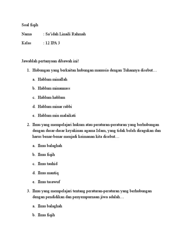 Soal Fiqih Sma | PDF